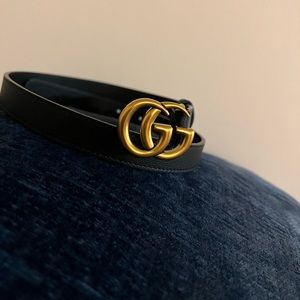 Leather Gucci belt with Double G buckle